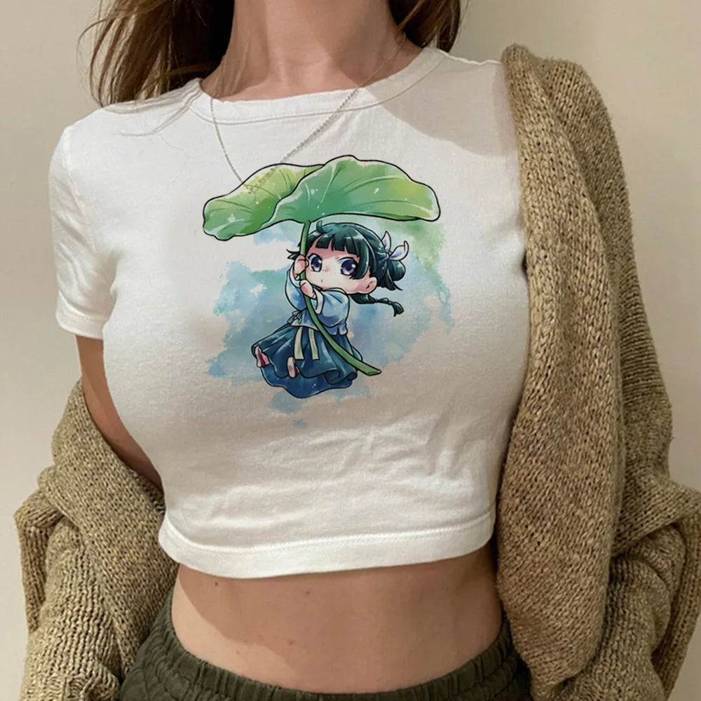 Apothecary Diaries crop top vintage  cute Slim Fit Cute 2025 summer Grunge Streetwear harajuku woman top