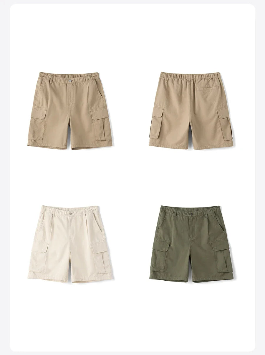 2026 Summer New Oversize 215gsm Tencel Lyocell Blend Fabric Cargo Shorts Men Fashion Outdoor Wear