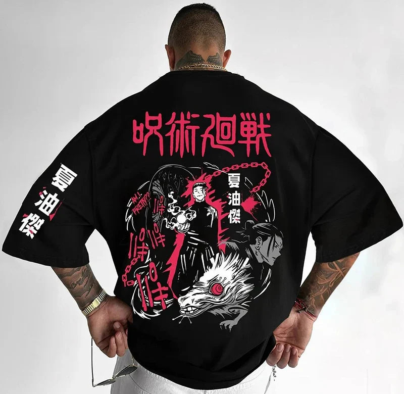 Jujutsu Kaisen Men's Cotton T-Shirt Geto Suguru Japan Anime Summer Boy Kids Harajuku Y2k Parent-Child Casual Short Sleeve