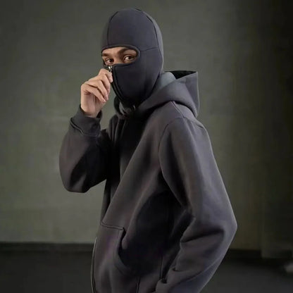 Autumn Winter Unisex zip up hoodies Ninja jacket Cupid pattern Men's Women's Balaclava Hooded Mask Design warm sweatshirt
