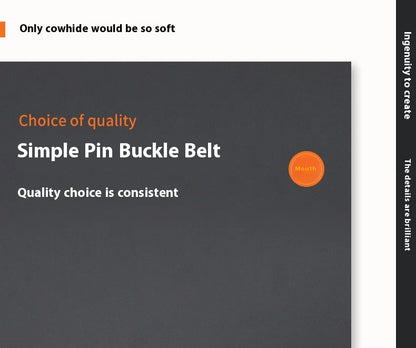 Men's Genuine Leather Belt - High-Quality Cowhide Leather Pin Buckle Belt with Alloy Clasp, Premium Men's Cowboy Belt