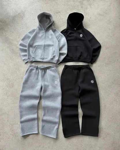Y2k High Street Zip Embroidery Pattern Men's Hoodies Oversized Loose Sweatshirts Pullover Women Hip Hop Zip Hoodie Vintage Pants
