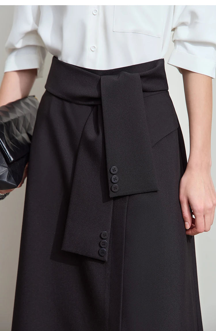 Minimalist New Skirt Women Summer 2025 Solid Loose Mid-length A-line Asymmetric Skirts Female Fashion Office Lady 12542045