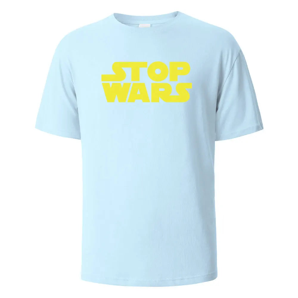 Stop Wars Printing Men‘s T-shirt Street Casual Breathable Tees 100% Cotton Funny Tops Street Oversized T-Shirts For Men Women