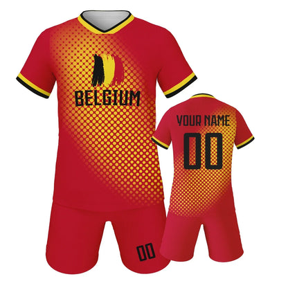 Belgium Customized Football Jersey for Kids Boys Soccer Jersey Set Personalized Summer Football Uniforms Girls Tracksuit 3-14Y