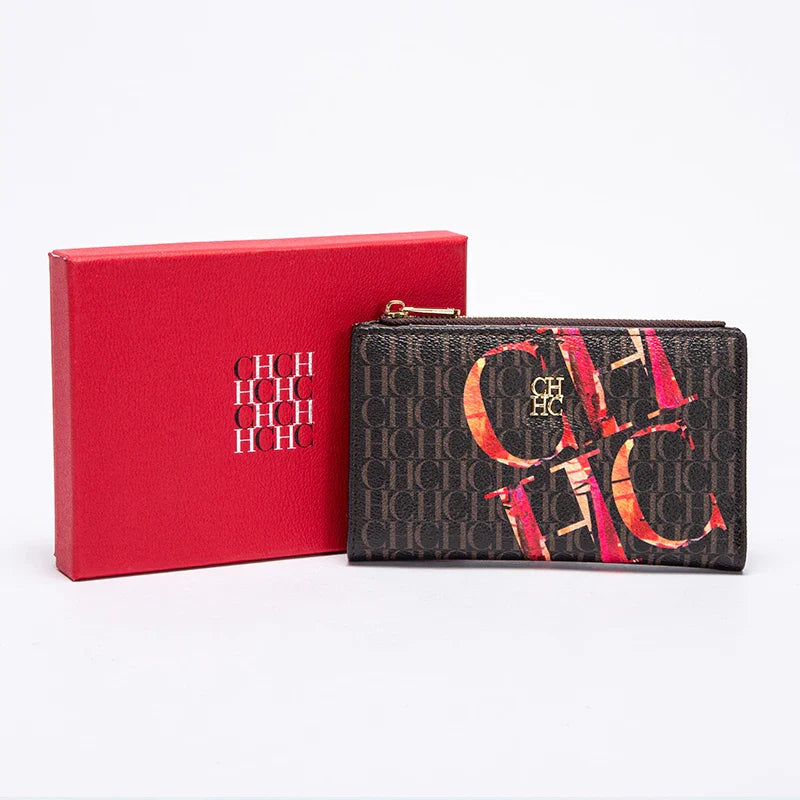 Women's Wallet CHCH Fashion Letter Cartoon Pattern Classic Retro Long Storage Wallet PVC Material Bag