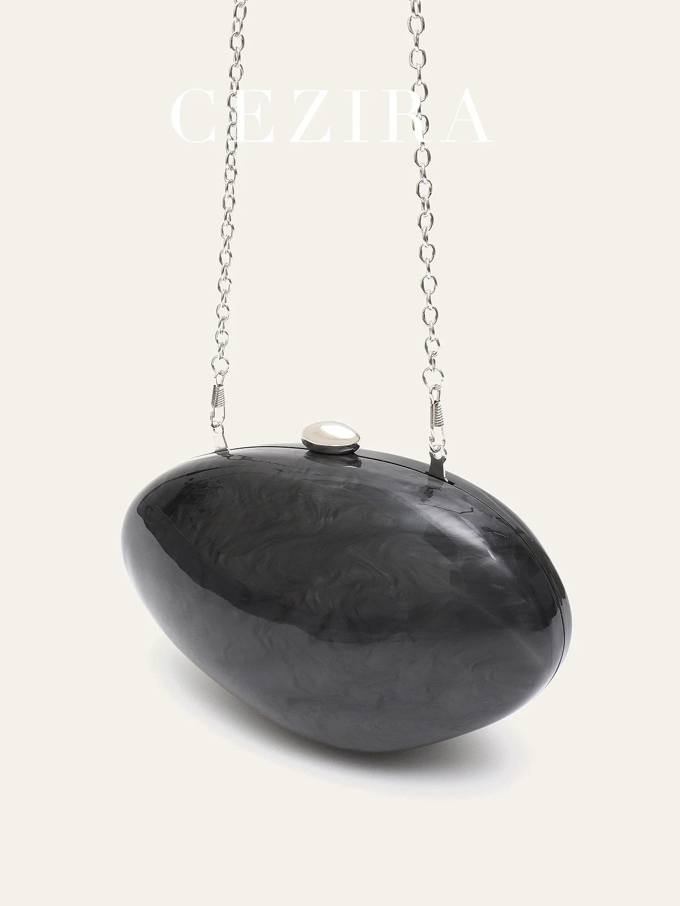Fashion Women’s Glamorous Elegant Novelty Shell Shaped Clutch Solid Color Acrylic Long Chain Evening Bag Party Dinner Banquet