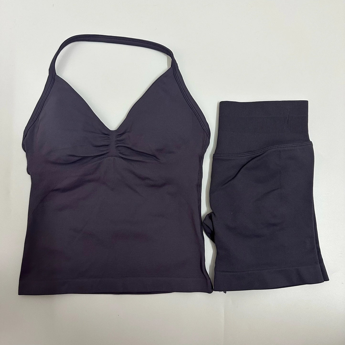 Yoga Set Women Padded Halter Tank Top Scrunch Butt Lifting Gym Shorts Set Summer Sportswear Workout Clothes