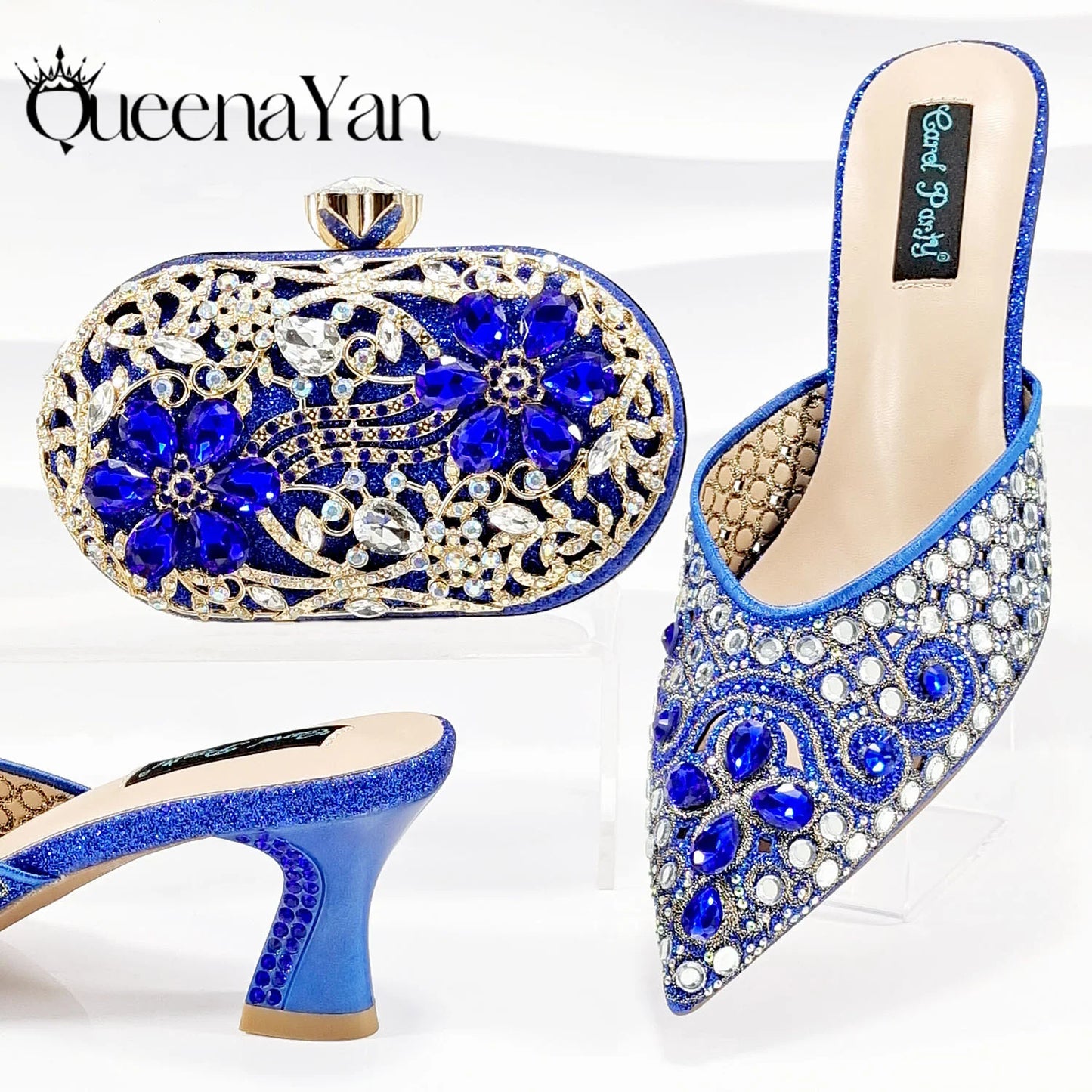 Luxury Pink Rhinestone Party Shoes and Clutch for Women- Elegant Crystal Heels with Matching Evening Bag
