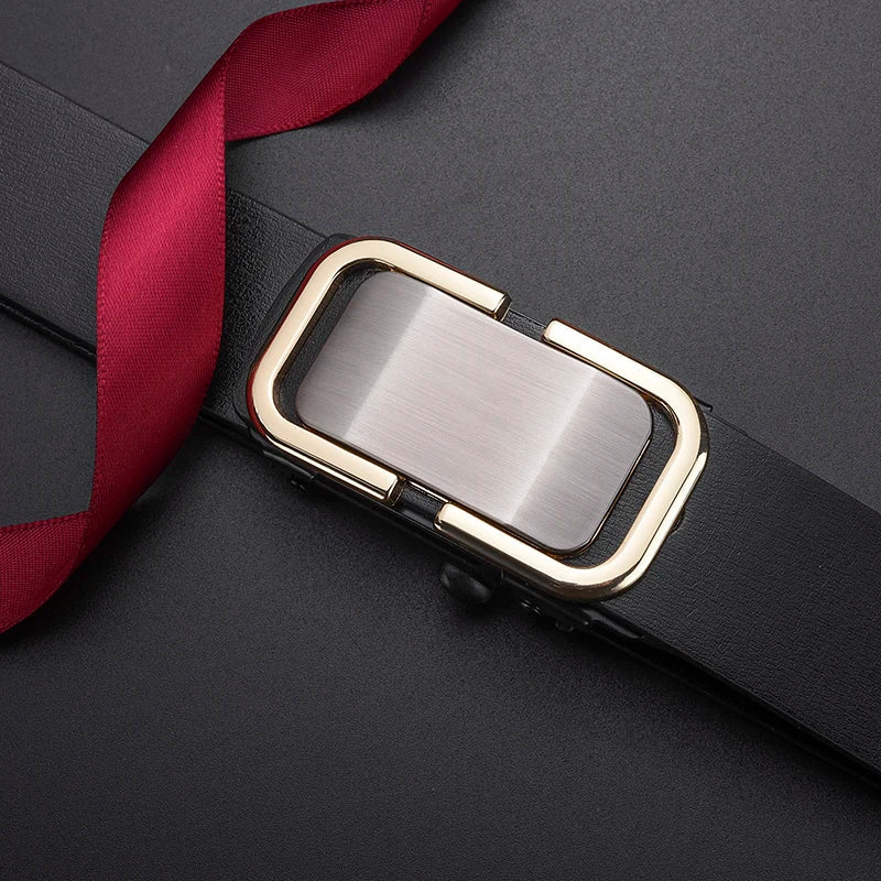 Personalized Men's Business Alloy Automatic Buckle Belt With Casual Pants And Shorts Accessories Fashionable Men's Birthday Gift