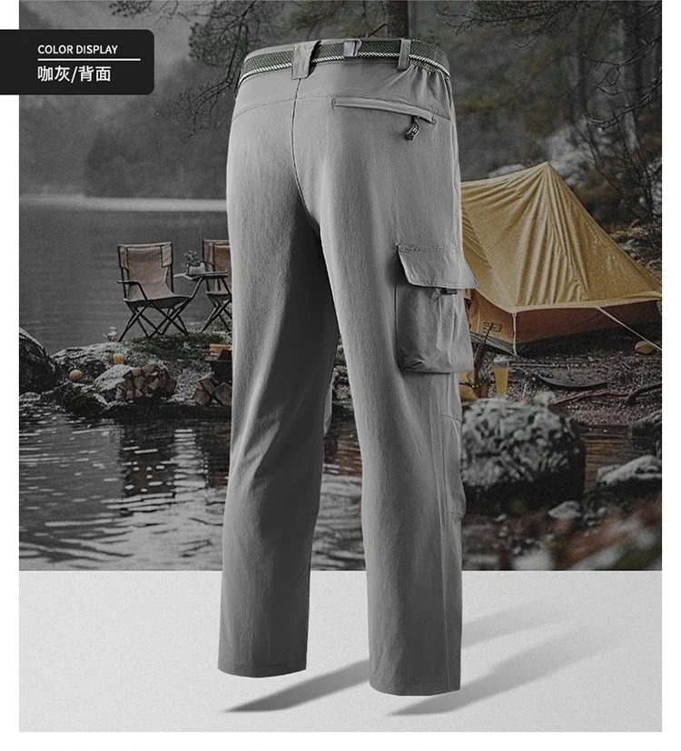 Big Size 8XL Men's Cargo Pant Straight Leg Fishing Trouser Male Multi Pocket Ice Silk Lightweight Thin Breathable Quick Dry Plus
