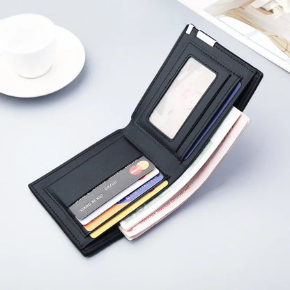Short Men Wallets Card Holder Photo Holder Slim Male Print Wallet High Quality PU Leather Money Bag New Kpop Small Men's Purse
