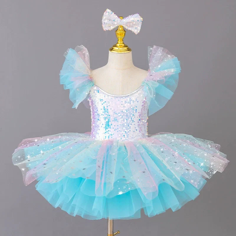 Children's Day Dance Dress Girl Ballet Princess Summer Dresses Girls Ballet Sequins Outfit Kids Clothes Vestidos Birthday Gift