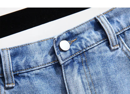 Summer High-waisted Denim Shorts Women Fur-trimmed Zipper Pocket 7XL Jeans Casual Fashion Loose Patchwork Short Pants