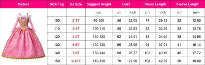 Girl Aurora Princess Dress Children Luxurious Cosplay Costume Rose Pink Briar Rose Outfit Kids Carnival Birthday Party Clothing