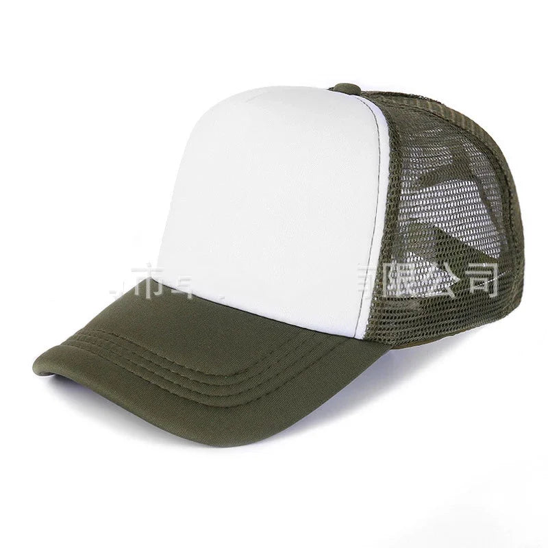 Unisex Cheaper 5 Panel Trucker Hat For Adult Summer Net Baseball Cap Men Women Sponge Mesh Adjustable Sun Hat Visor