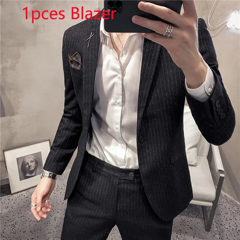 25 Colors 1 Pcs Blazer No Pants S-7XL New Wedding Dress Formal Business Slim Mens Suit Jacket Plaid Striped Solid Color