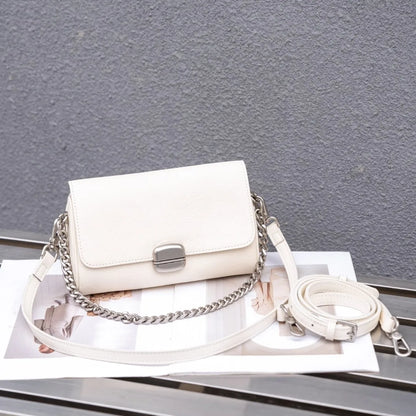 Supple Genuine Leather Women's Barrel Crossbody Bag - Commuter-Friendly Small Chain Strap Shoulder Bag for Everyday Chic