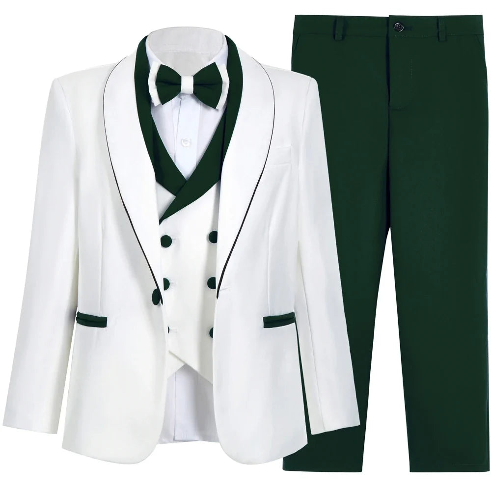 Multi-colors Boys Formal Suit Set 4 Pieces 3-14T Fast Delivery Kids Slim Fit Suits Wedding Ring Bearer Outfit Handsome Tuxedo