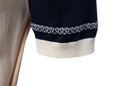 2025 Men's Breathable Striped Contrast Panel Polo Shirt - Lightweight Summer Casual Knit Top with Mesh Inserts