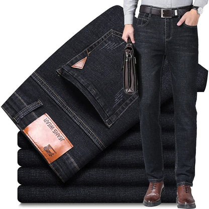 2026 Men's Slim Fashion Denim High Quality Male Pants Elastic Black Blue Leisure Jeans Brand Clothing