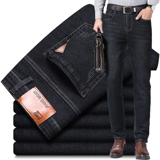 2026 Men's Slim Fashion Denim High Quality Male Pants Elastic Black Blue Leisure Jeans Brand Clothing