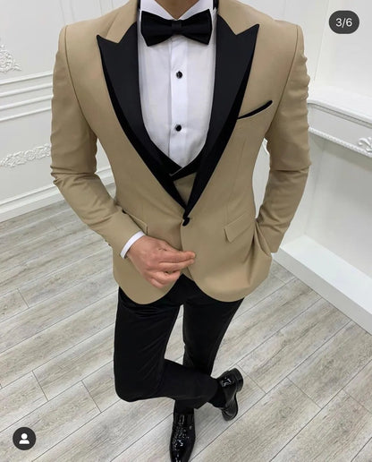 Costume Homme Red Men Suit 3 Pieces Wedding Dress Tuxedos Slim Fit Groom Prom Party Blazer Hombre Terno Masculino Slim Fit