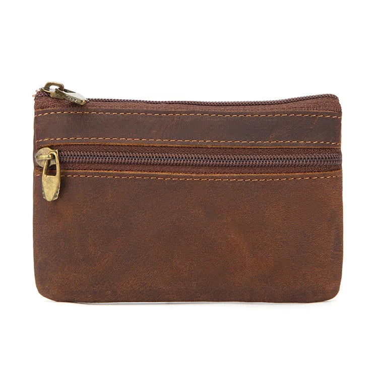 New Cow Leather Men's And Women's Change Vintage Coin Bag Headphone Purse Storage Mini Bag For Man And Woman