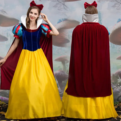 Adult Cosplay Dress Snow White Girl Princess Dress Women Adult Cartoon Princess Snow White Halloween Party Costume