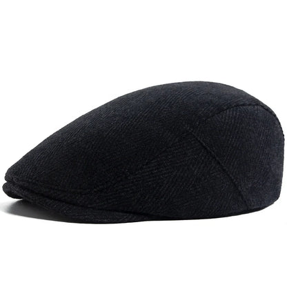 Vintage Big Herringbone Beret For Men Autumn Winter Warm Casual Newsboy Cap Fashion Women Flat Hat Double Breasted Adjustable
