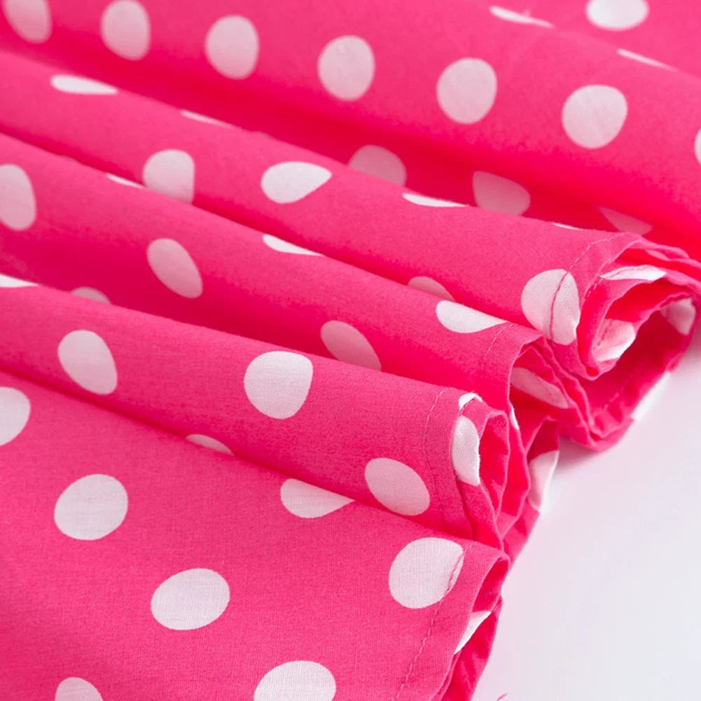 LPATTERN Girls' Vintage Rockabilly Dress Party Retro Polka Dot Floral Pattern A-line Dresses Pleated Skirt Knee-Length for 4-10Y