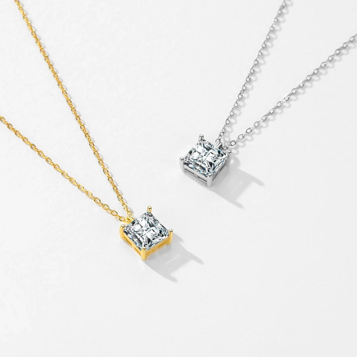 925 Sterling Silver Square Sparkling AAAAA CZ Pendant Necklace Platinum Plated Neck Chain for Wowen Weddng Fine Jewelry