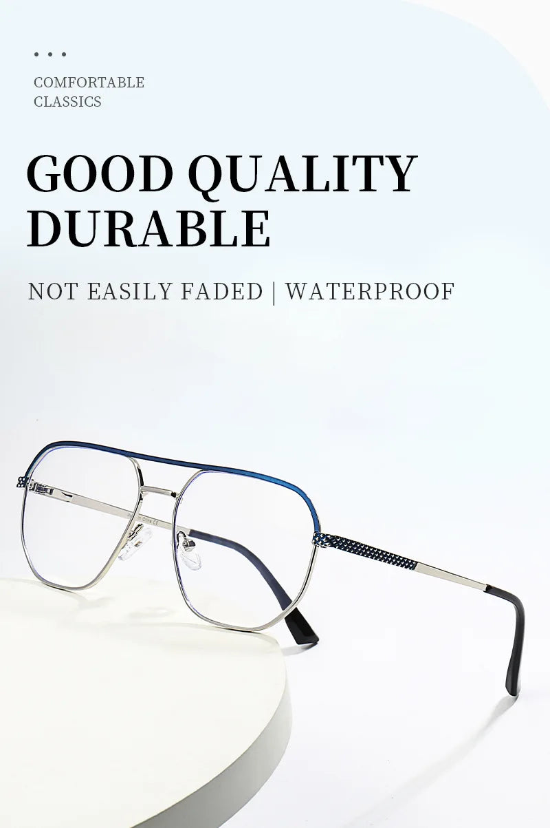 Fashion Metal Eyeglasses Frames New Double-Beam Eyeglasses Frames Anti-Blue Light Eyeglasses Customizable Prescription
