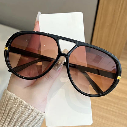 Cycling Trendy Women Square Twin Bridge Pilot Sunglasses New Luxury Designer Shades Outdoor Driving Travel Female Sun Glasses