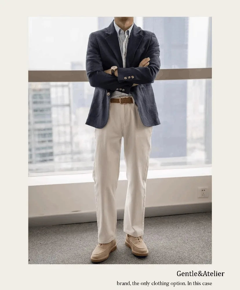 Summer Linen Casual Breathable Men's Lightweight Breathable Slim-Fit Blazer Vintage Italian Style Trendy