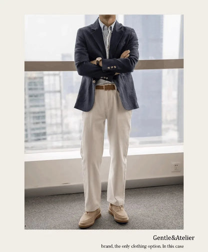 Summer Linen Casual Breathable Men's Lightweight Breathable Slim-Fit Blazer Vintage Italian Style Trendy