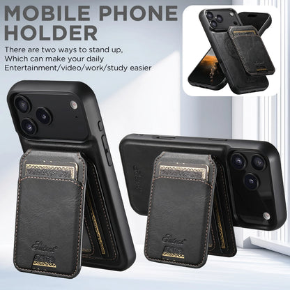 لجراب iPhone 17 Air/16E/15/14/12/13 Promax Plus اثنين في واحد، تغطية كاملة من مادة TPU مع حامل بطاقات وإدخال بطاقة مغناطيسية وجراب جلد