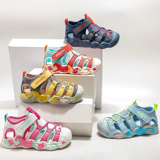 Children Casual Sandals for Boys Girls Sports Sandals New Summer Soft Beach Shoes Toes Capped Outdoor Play Cut-outs Breathable