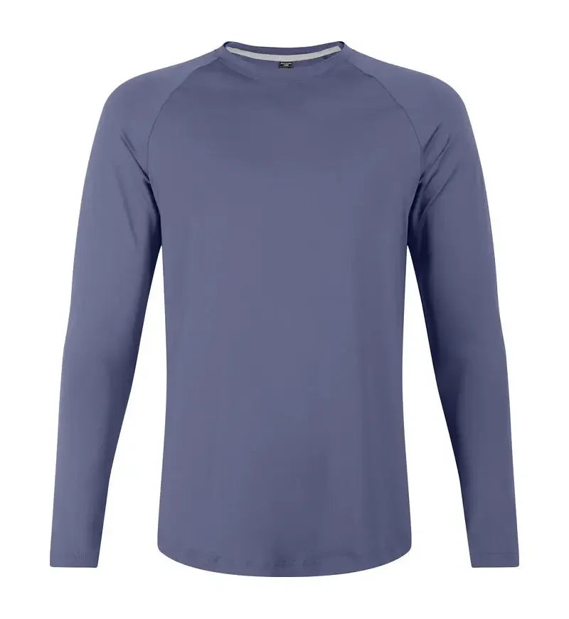 Sports Long-sleeved T-shirt Men Curved Hem Warm Gym Fitness Clothes Quick-drying Breathable Running Training Round Neck Top