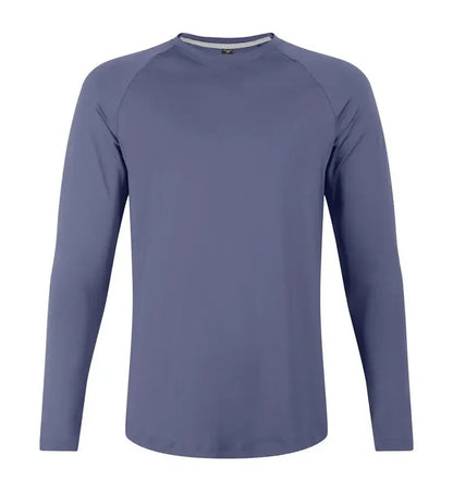 Sports Long-sleeved T-shirt Men Curved Hem Warm Gym Fitness Clothes Quick-drying Breathable Running Training Round Neck Top