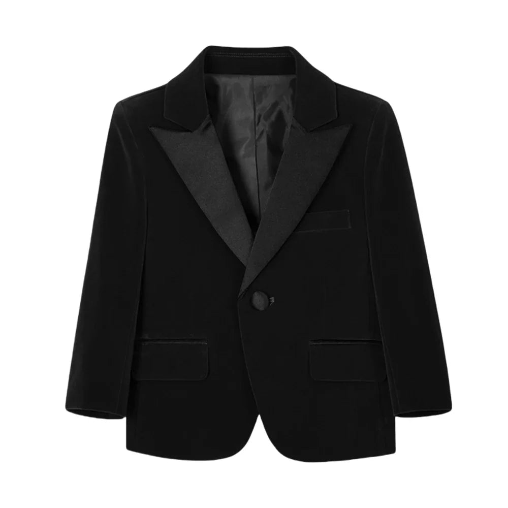 50+ Colors Velvet Suit Blazer for Kids 3-18 Years Children Formal Flannel Suit jacketm Classic Peak Lapel Suit School Uniform