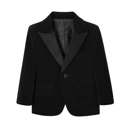 50+ Colors Velvet Suit Blazer for Kids 3-18 Years Children Formal Flannel Suit jacketm Classic Peak Lapel Suit School Uniform