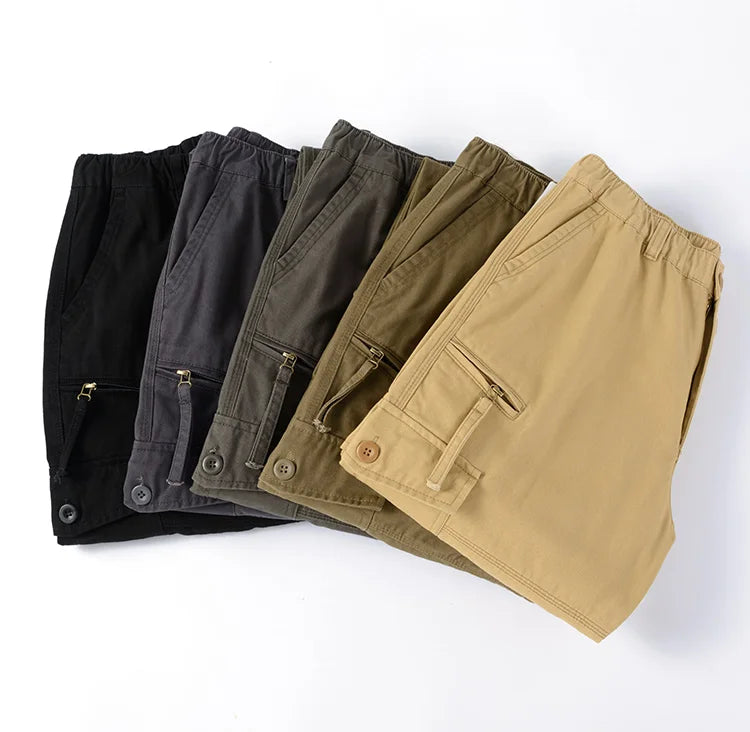High Quality Men's Tactical Pants Elastic Waist Cargo Large Size Cotton Pants Multi-Pocket Trousers Sports Training Work Pants