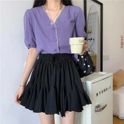 Summer Ball Gown White Mini Skirts Women 2024 Casual High Waist Ruffles Faldas Korean Bow Harajuku Y2k Micro Tennis Skirt Black