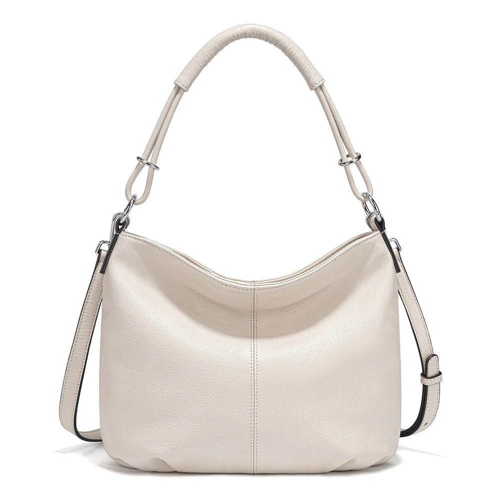 Beige New Women's Soft Cowhide Leather Shoulder Bag Crossbody Satchels Leather Hobo Bag Black Cowhide Natural Bag Brown