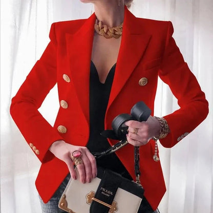 Women's Small Blazer Jacket 2026 Spring Autumn Casual Office Elegant Ladies Suit Coat High-end Double-breasted Lady Outerwear