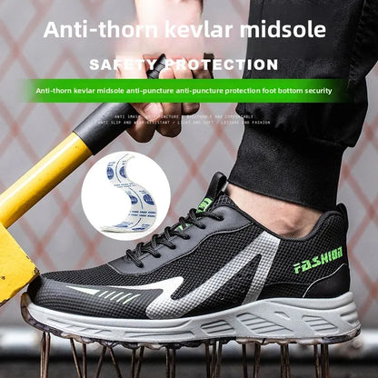 Fashion Insulation 6KV Plastic Toe Cap Labor Protection Shoes Anti Nail Indestructible Work Safety Boots Sneakers Male Footwear