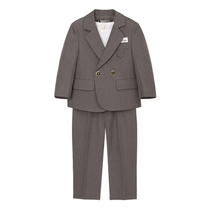 Hot Sale Stylish Boys Suits 3 Pieces For Performance Activities Classy Shawl Neck Child Suit Set Wedding Ring Bearer Outfit