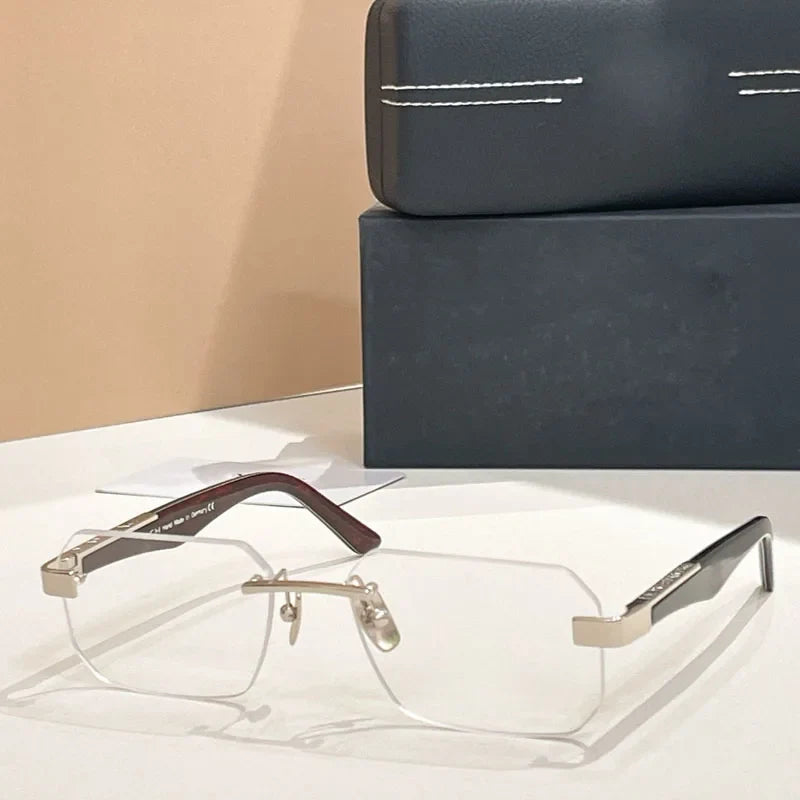 Designer Handmade Square Rimless Sunglasses THE TAIGE Gradient Alloy Acetate High Quality UV400 Women Germany Trendy with Case