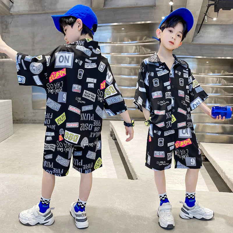 Hot Sale Cheap Price Kids Boy Summer Clothing Set Shirt And Shorts 2 Pieces Clothes Set with Printed Children Casual Streetwear